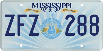 MS license plate ZFZ288