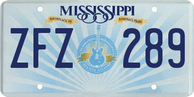 MS license plate ZFZ289
