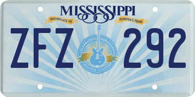 MS license plate ZFZ292