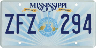 MS license plate ZFZ294