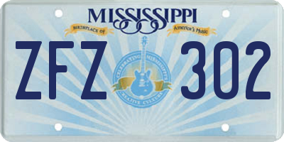 MS license plate ZFZ302