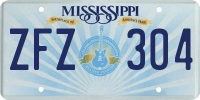 MS license plate ZFZ304
