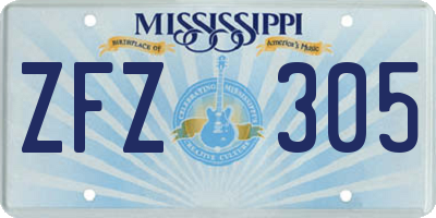 MS license plate ZFZ305