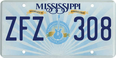 MS license plate ZFZ308