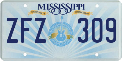 MS license plate ZFZ309