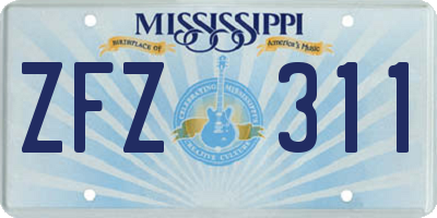 MS license plate ZFZ311