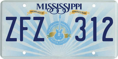 MS license plate ZFZ312
