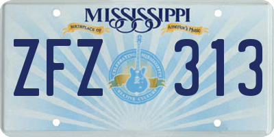 MS license plate ZFZ313