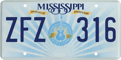 MS license plate ZFZ316