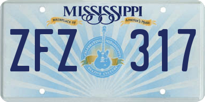 MS license plate ZFZ317