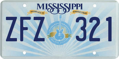 MS license plate ZFZ321