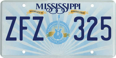 MS license plate ZFZ325