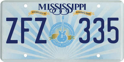 MS license plate ZFZ335