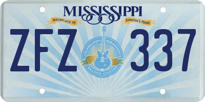 MS license plate ZFZ337