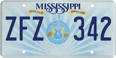 MS license plate ZFZ342