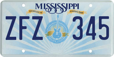 MS license plate ZFZ345