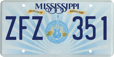MS license plate ZFZ351