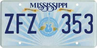 MS license plate ZFZ353