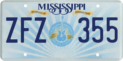 MS license plate ZFZ355