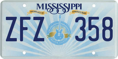 MS license plate ZFZ358