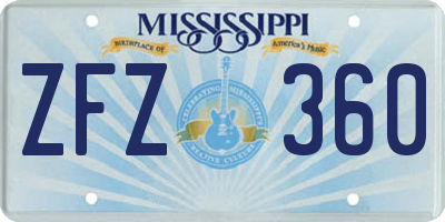 MS license plate ZFZ360