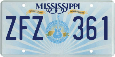 MS license plate ZFZ361