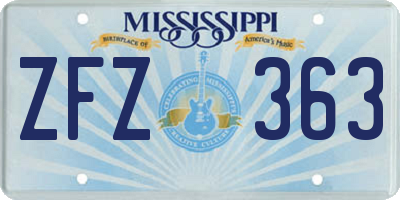 MS license plate ZFZ363