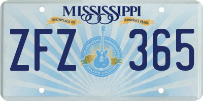 MS license plate ZFZ365