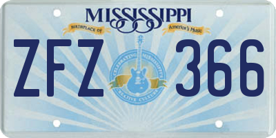 MS license plate ZFZ366