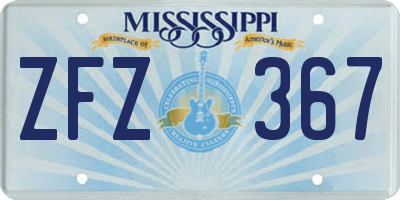 MS license plate ZFZ367