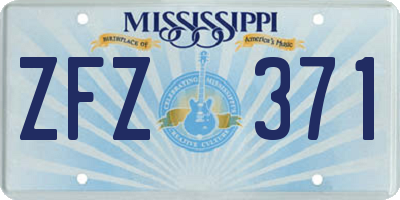 MS license plate ZFZ371