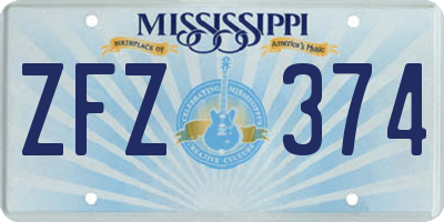 MS license plate ZFZ374