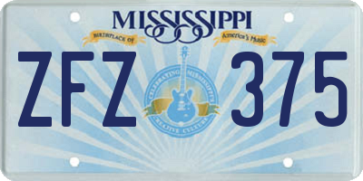 MS license plate ZFZ375