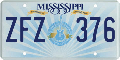 MS license plate ZFZ376
