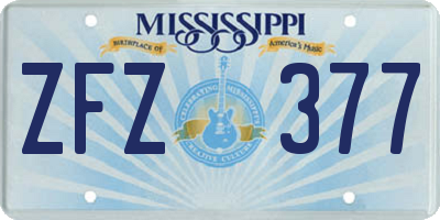 MS license plate ZFZ377