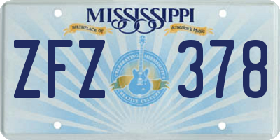 MS license plate ZFZ378