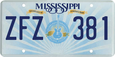 MS license plate ZFZ381