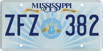MS license plate ZFZ382