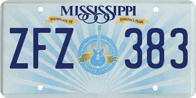 MS license plate ZFZ383