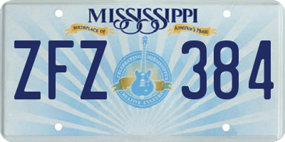 MS license plate ZFZ384