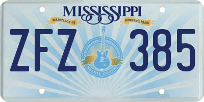 MS license plate ZFZ385
