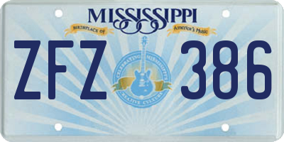 MS license plate ZFZ386