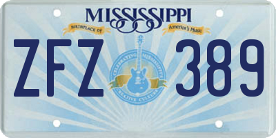 MS license plate ZFZ389