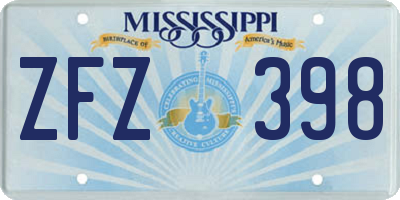 MS license plate ZFZ398