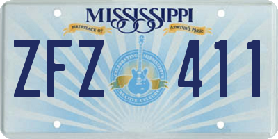MS license plate ZFZ411