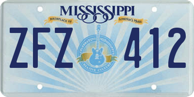 MS license plate ZFZ412