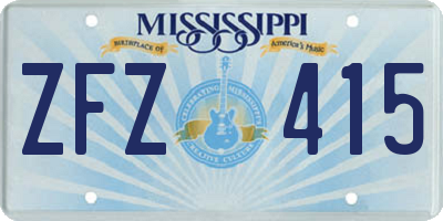 MS license plate ZFZ415