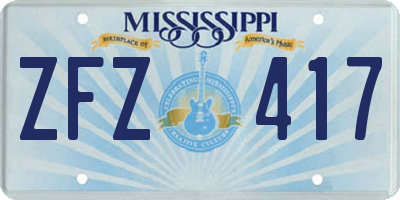MS license plate ZFZ417