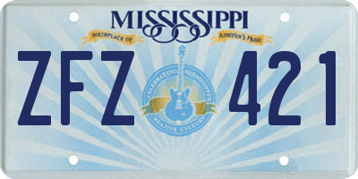 MS license plate ZFZ421