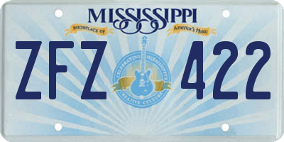 MS license plate ZFZ422